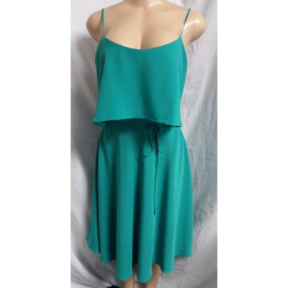ANN TAYLOR SEA GREEN OVERLAY TOP CAREER CASUAL A LINE DRESS SIZE: 2 NWT $120 - Picture 6 of 8